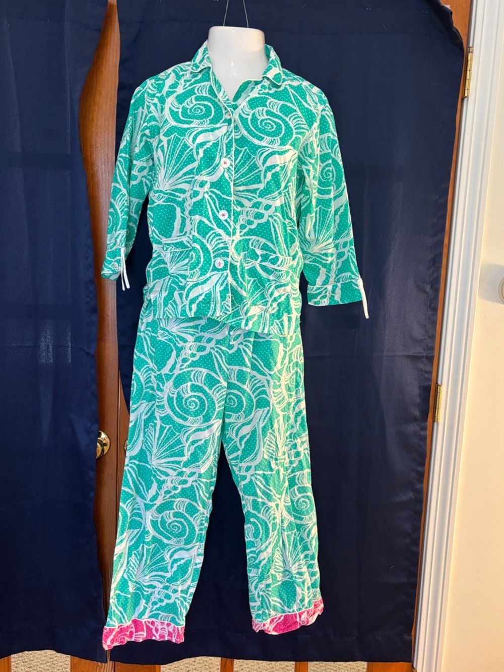 Lilly Pulitzer Green Seashell-Print Pajama Set